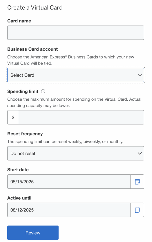 Customizing your Amex Virtual Card. 